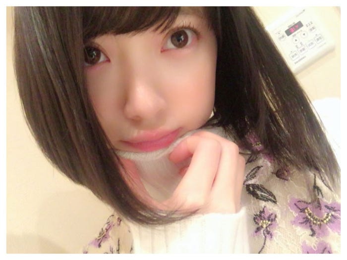 エクステを付ける前の堀未央奈/堀未央奈オフィシャルブログより