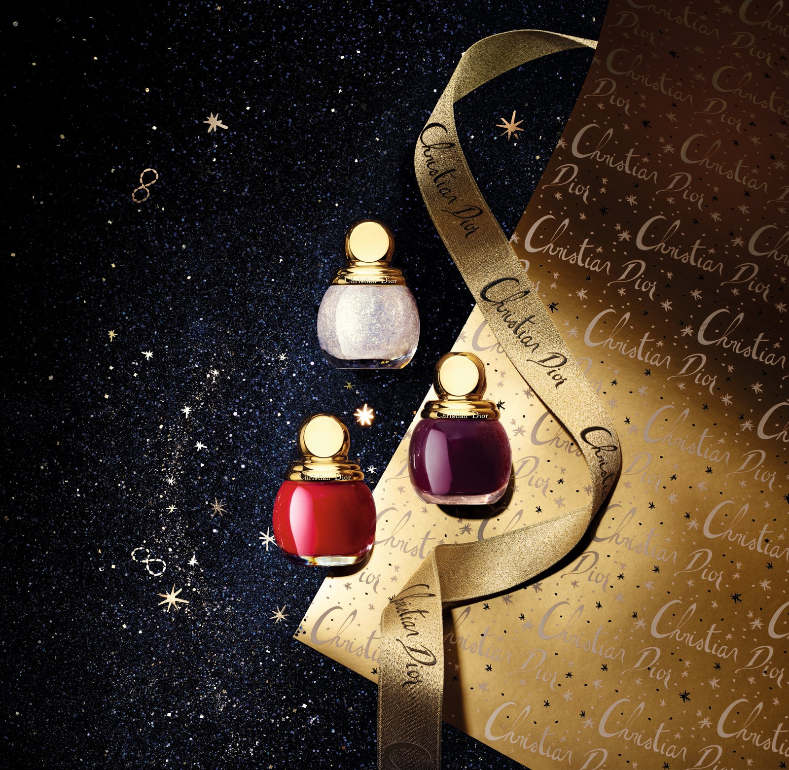 「ディオリフィック グリッター トップコート 001 ゴールデン スノー」「ヴェルニ ディオリフィック」／「クリスマス コレクション2020＜ゴールデン ナイツ＞」メインビジュアル（提供写真） 