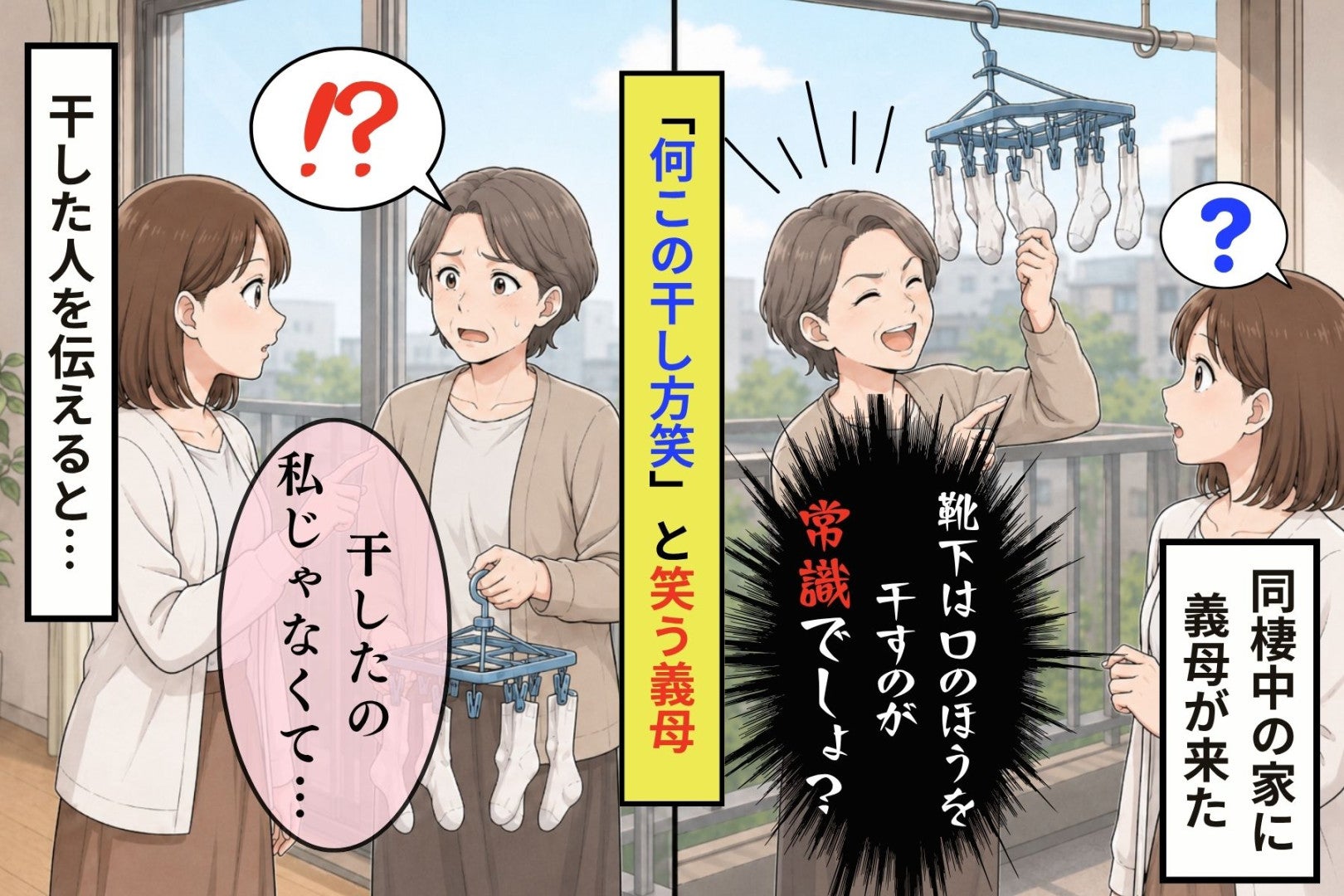 「え？何この干し方。笑」と私を笑った義母に、干した人を伝えた結果