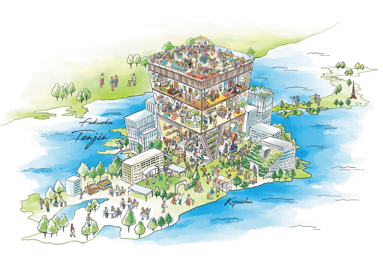 福岡・天神に新ランドマーク、2026年竣工へ 九州初進出「エースホテル」や商業ゾーンなど