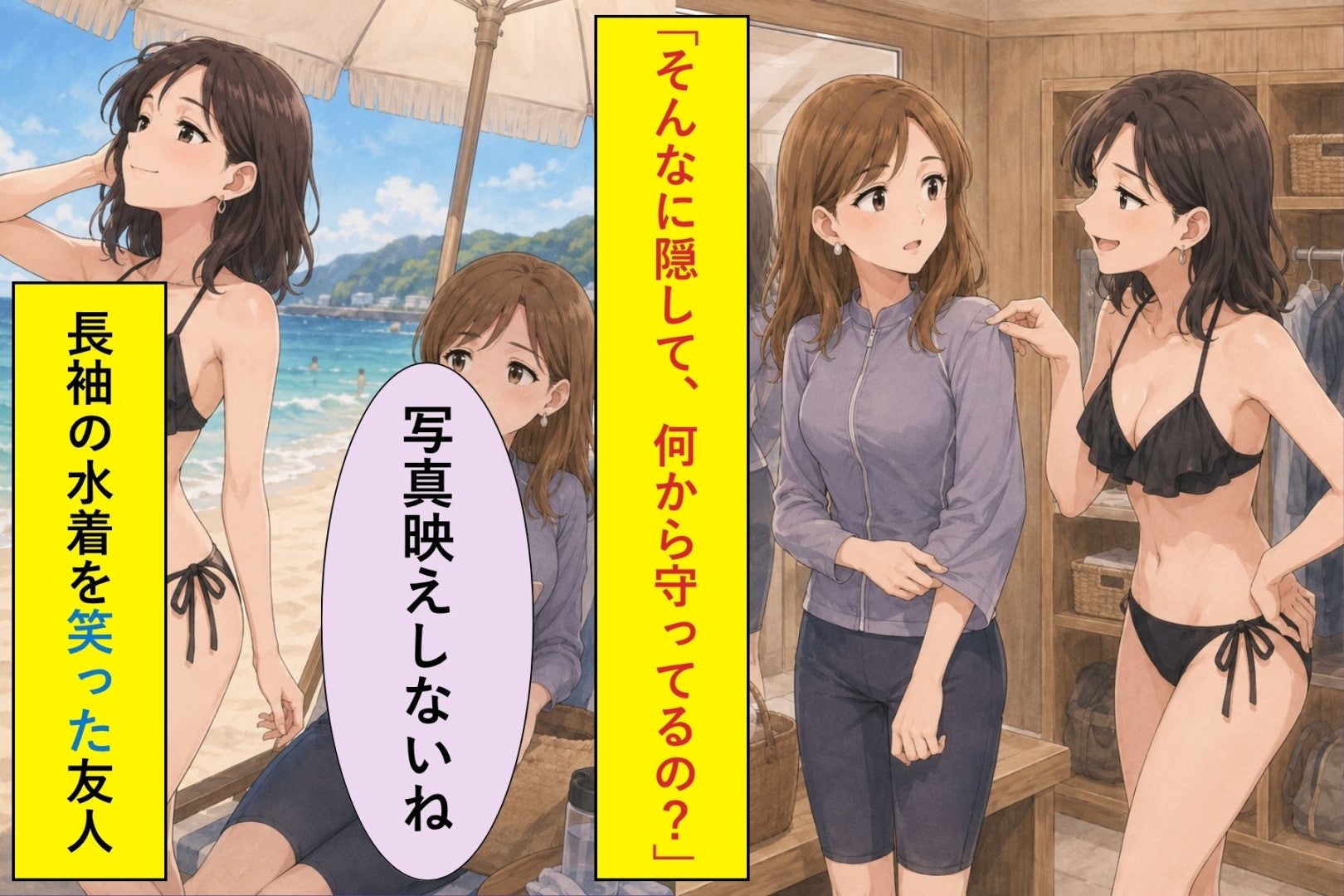 「そんなに隠して、何から守ってるの？」長袖の水着を笑う友人、１日後に逆転した立場