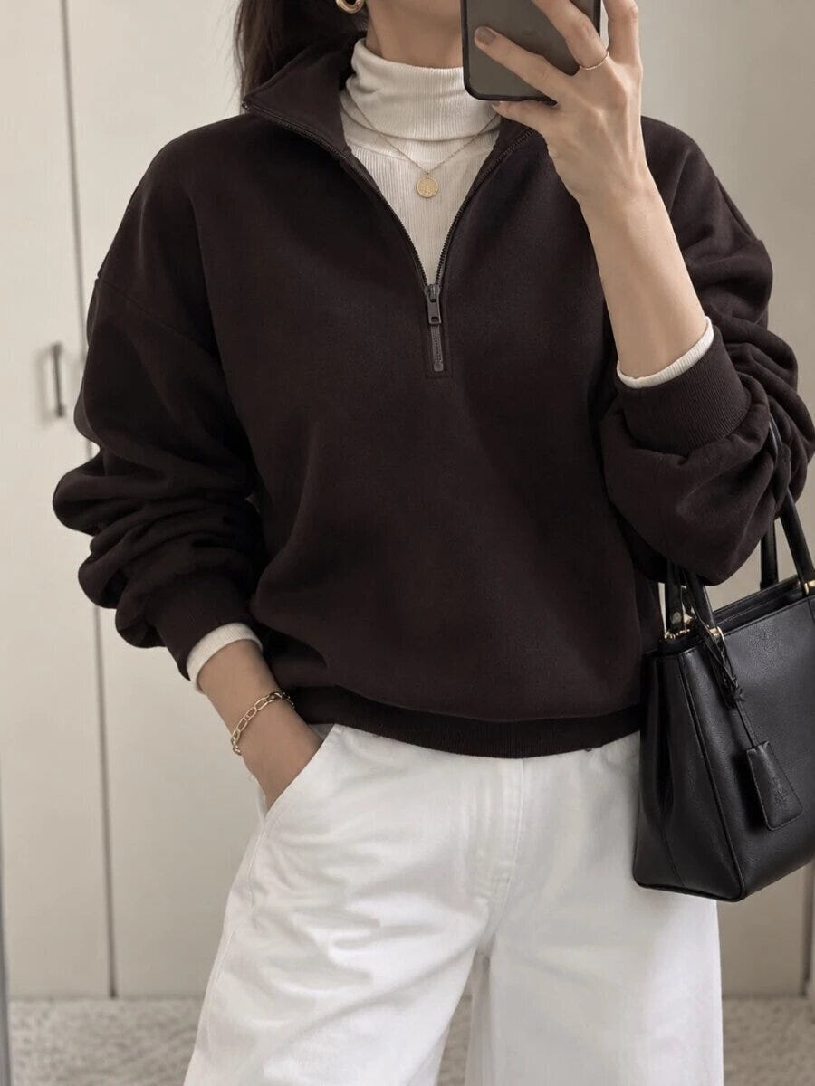 茶色のハーフジップスウェット 茶色のハーフジップスウェット