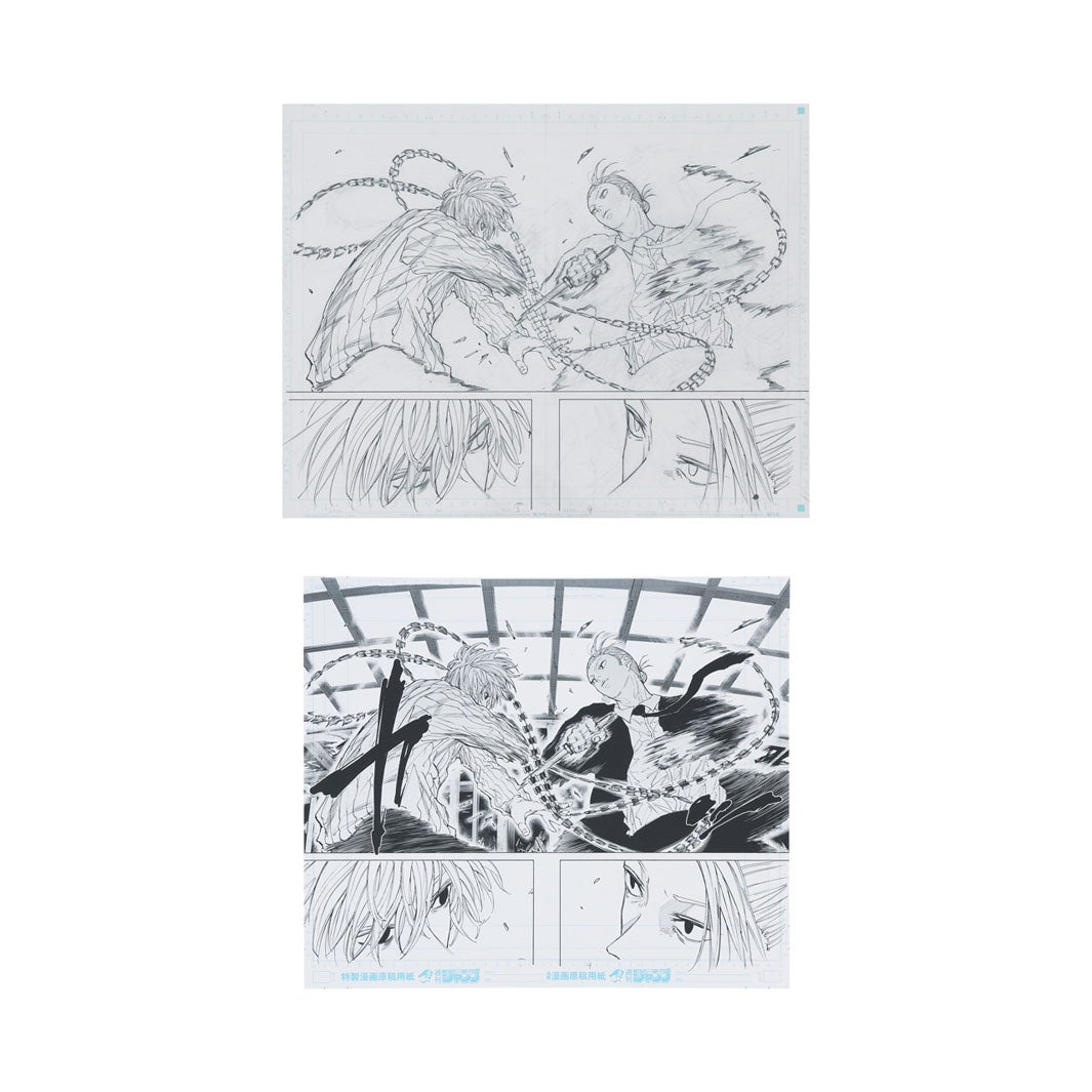 アナログ線画複製原稿&デジタル原稿プリント<br>
坂本太郎VS有月憬(C)鈴⽊祐⽃/集英社