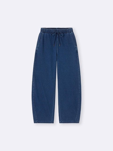 GUのデニムスウェットバレルレッグパンツ