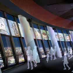 窓ガラスが巨大スクリーンに(C)nagano (C)ナガノ/ 2026「映画ちいかわ」制作委員会 (C)TOKYO-SKYTREE