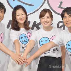 （左から）NHKの武田真一アナ、桑子真帆アナ、日本テレビの水卜麻美アナ、桝太一アナ （C）モデルプレス