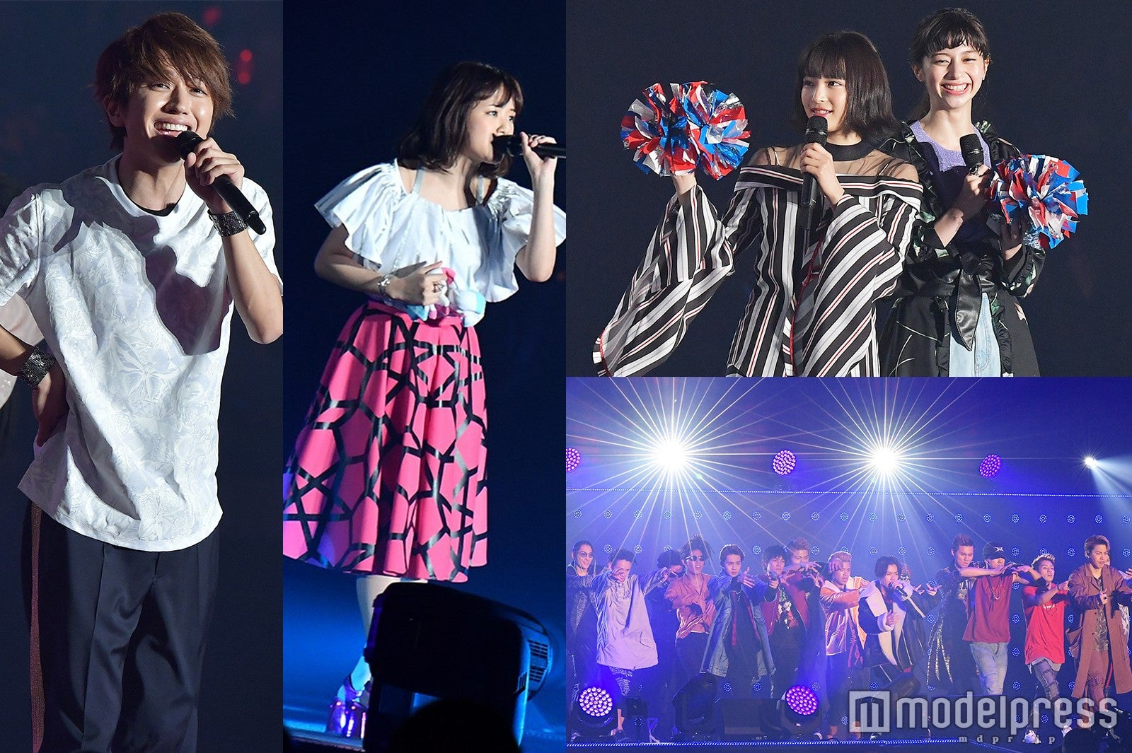 （左上から時計回りに）Nissy、大原櫻子、広瀬すず＆中条あやみ、THE RAMPAGE from EXILE TRIBE （C）モデルプレス