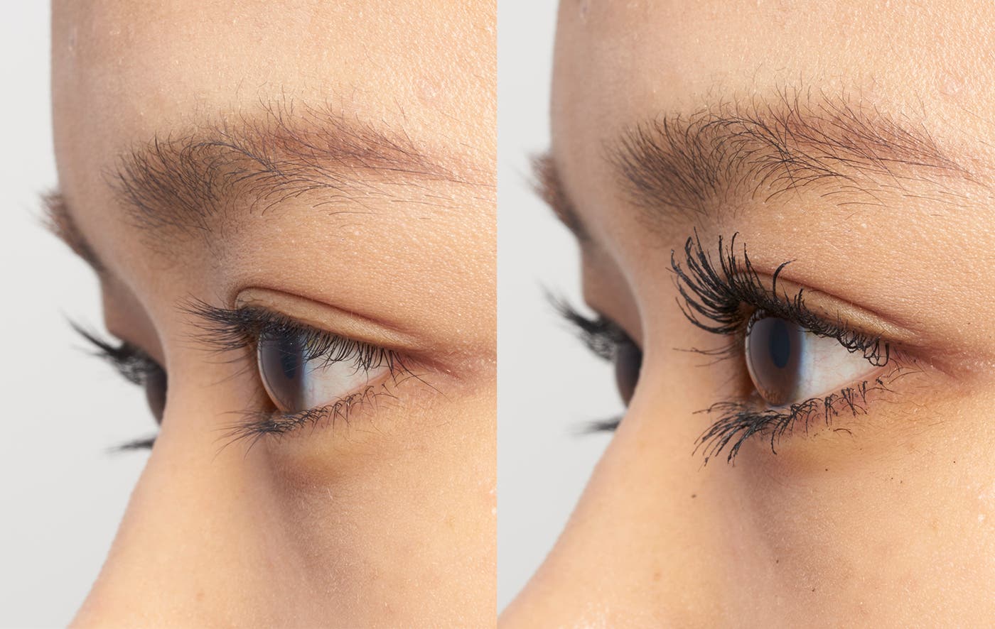 「ラッシュエキスパンダー リキッドエクステ」左:塗布前 右:塗布後