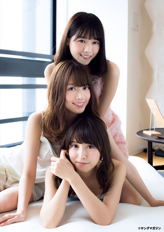 (上から)西野七瀬、橋本奈々未、衛藤美彩(C)LUCKMAN/ヤングマガジン