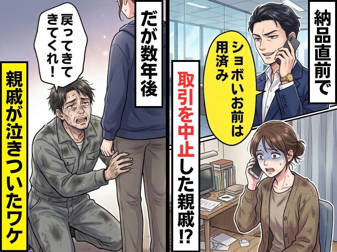 納品直前で「ショボいお前は用済み」取引を中止した親戚！？だが数年後⇒「戻ってきてくれ！」親戚が泣きついたワケ