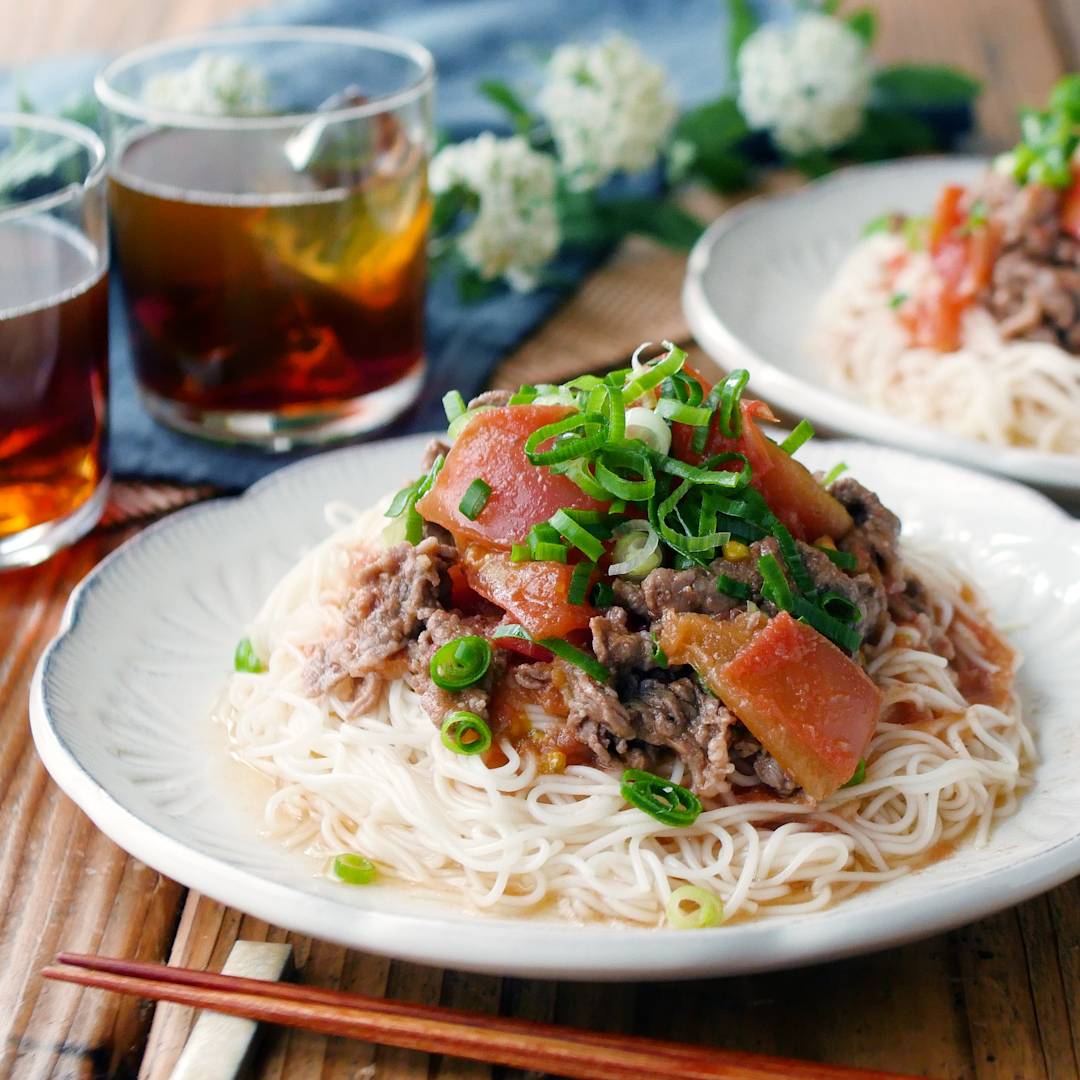 満足度抜群♪牛肉とトマトのぶっかけそうめん
