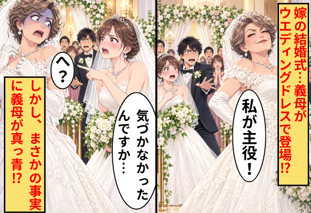 結婚式で「私が主役！」義母がウエディングドレスで登場。しかし⇒嫁「気づかなかったんですか…！」まさかの事態に「へ？」