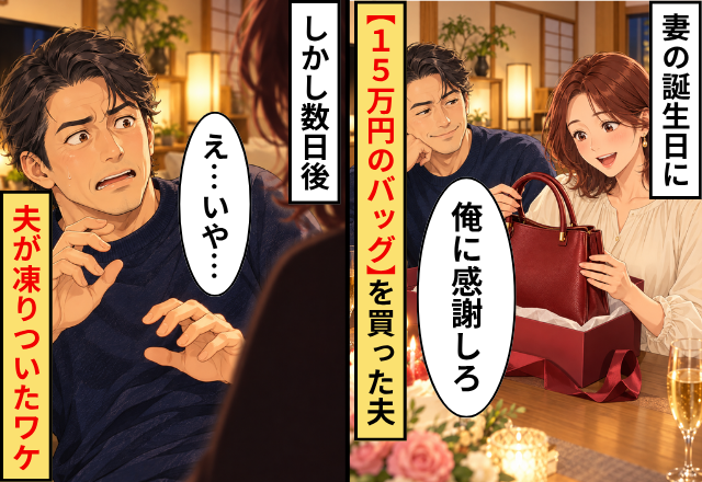 「俺に感謝しろ」妻の誕生日に【15万円のバッグ】を買った夫！しかし数日後⇒「え…いや…」夫が凍りついたワケ