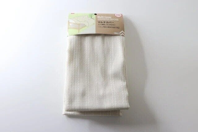 ダイソー マルチカバー(インド綿混、ナチュラルドビー) ダイソーのマルチカバー(インド綿混、ナチュラルドビー)のパッケージ