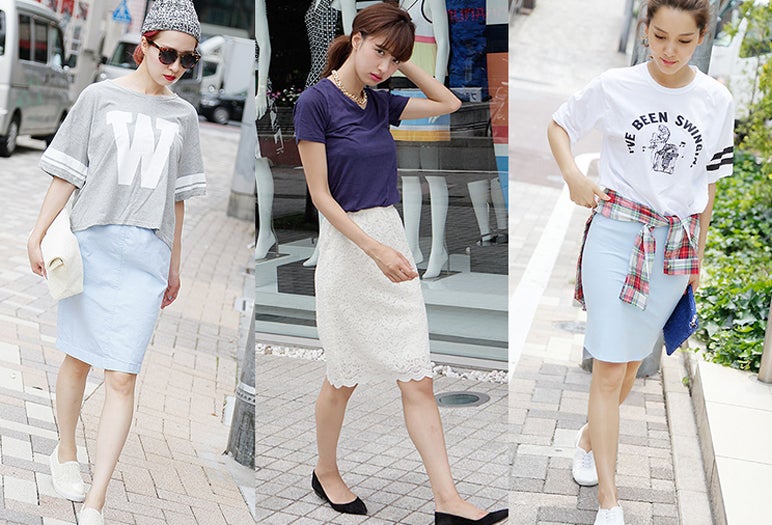 「ペンシルスカート」はカジュアルに着こなすのが大人♡