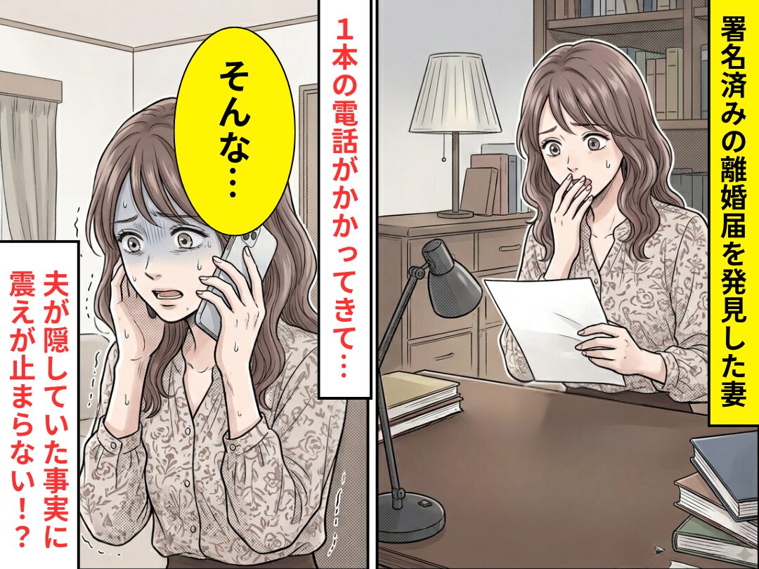 署名済みの離婚届を発見？すると1本の電話が…⇒夫が隠していた事実に、妻「そんな…」震えが止まらない！？