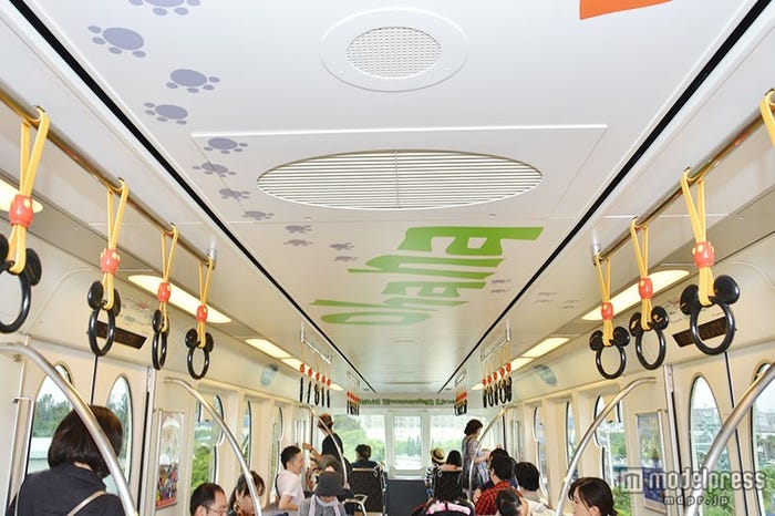 奇数車両のみ天井にもデザインが