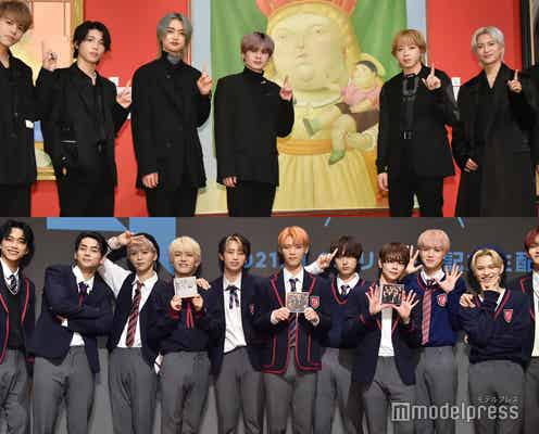 デビュー1周年迎えたBE:FIRST、“同日デビュー”INIと祝福し合う「今も仲良く」