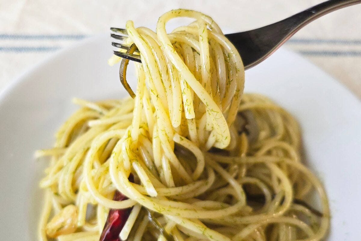 青のりと塩昆布のスパゲッティ・実食