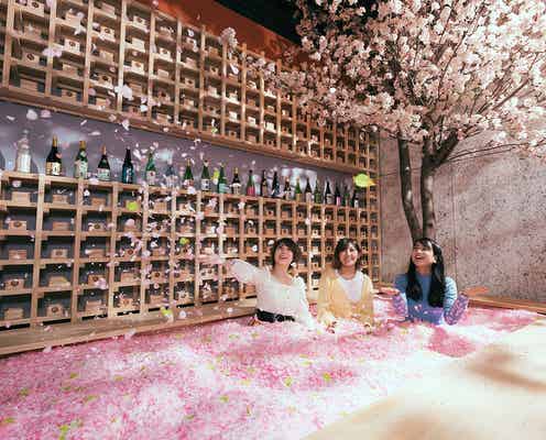 「サクラチルバー2020」桜舞い散る花見バーが渋谷に、120万枚の花びらに埋もれる桜プールも