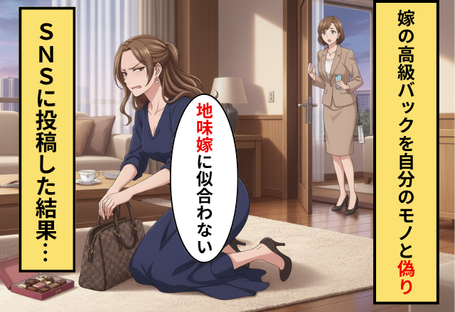 嫁のカバンを奪いSNSにあげた義姉！だが「それ…」嫁のカバンの正体を知り…義姉「えっ」