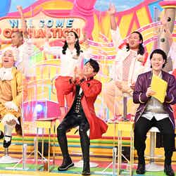 （前列左から）せいや、西川貴教、粗品（後列左から）ロイ、アンミカ、秋山竜次、生見愛瑠（C）TBS