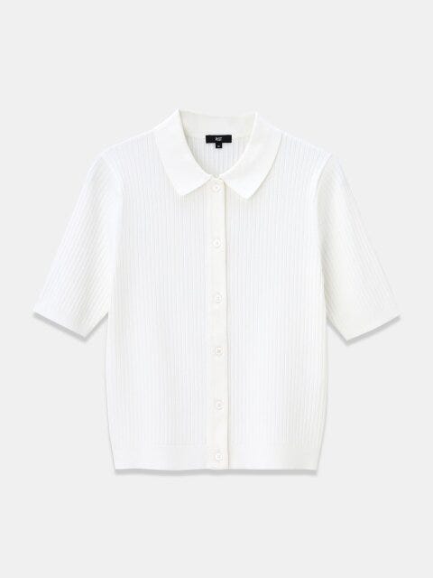 UVカットレーヨンブレンドポロカーディガン 2025plst値下げUVカットレーヨンブレンドポロカーディガン