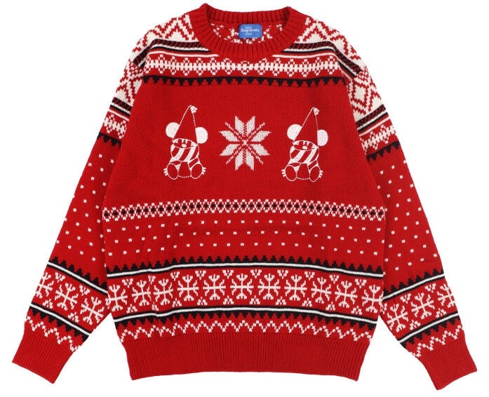 “リルリンリン”の赤いセーター 5900円もあります。サイズはMとL