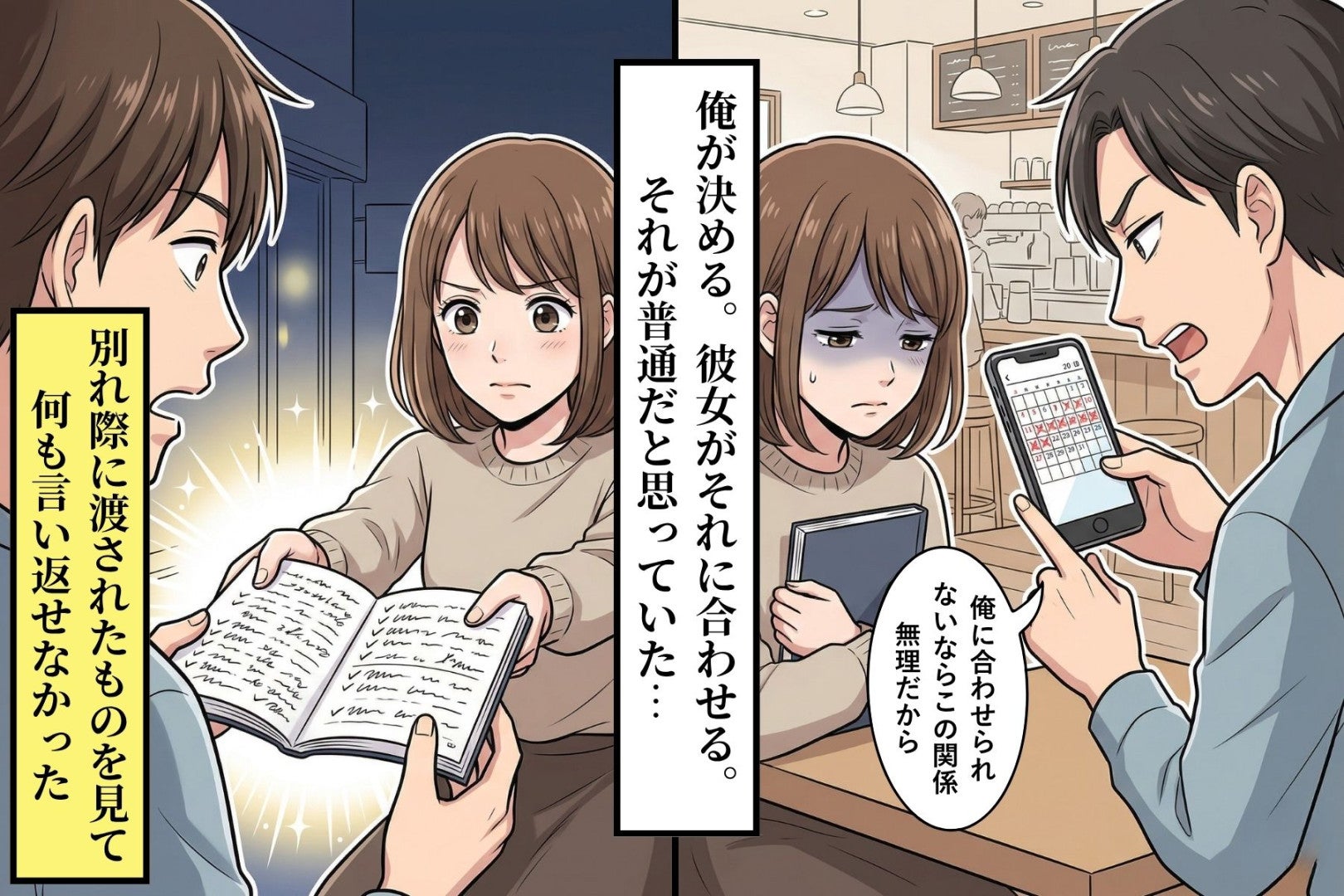 「俺に合わせろ」と彼女に言い続けた。別れ際に彼女から渡されたものを見て、何も言い返せなくなった話