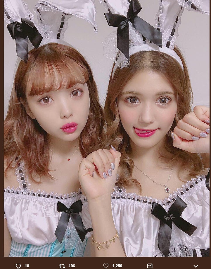 藤田ニコル＆紗蘭、キュートなバニーに変身 6年連続“さらにこ”ハロウィン