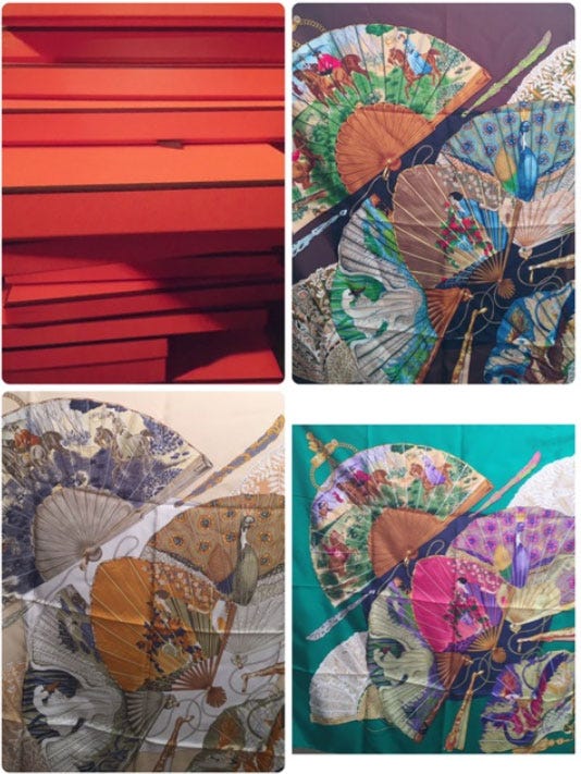 叶姉妹の大好きな縁起ものの柄が入ったスカーフ/叶姉妹オフィシャルブログ(Ameba)より