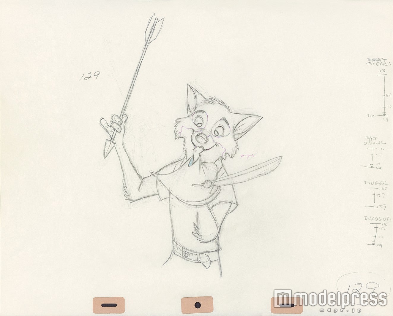 ロビン・フッド（1973）／クリーンアップ　アニメーション／アニメーター：ミルト・カール（C）Disney Enterprises Inc