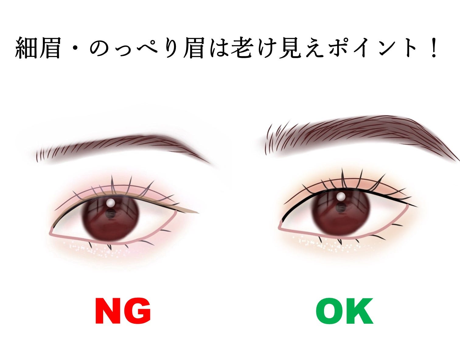 細眉とのっぺり眉毛は老け見えのポイント