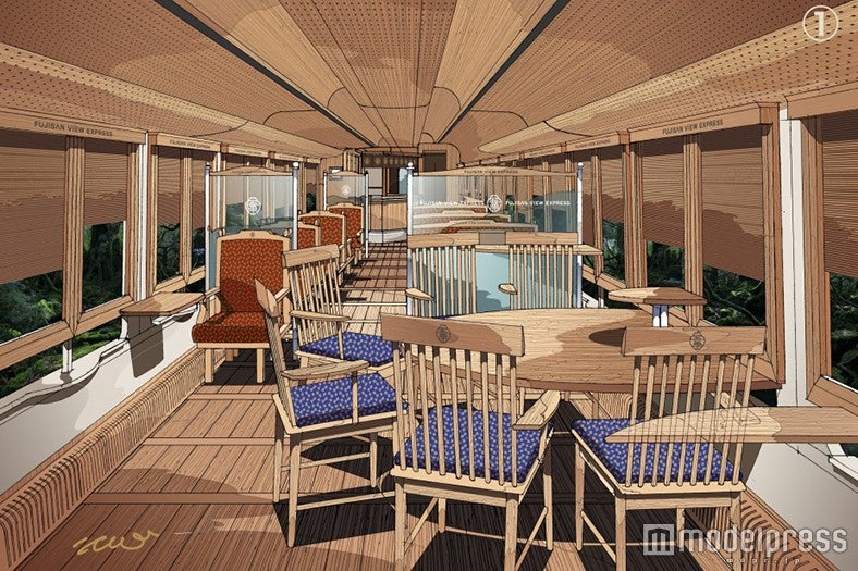 「富士山ビュー特急」内観／Design and Illustration by Eiji Mitooka＋Don Design Associates