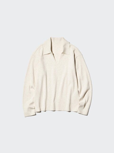 2025ユニクロ洗濯機洗えるウォッシャブルニットリブポロセーター