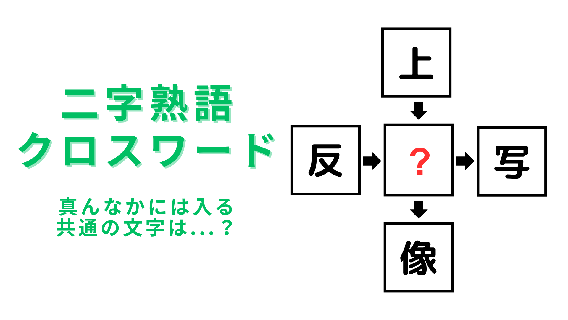 【二字熟語クロスワード】真ん中に入る漢字は？10秒は粘ってみて…！