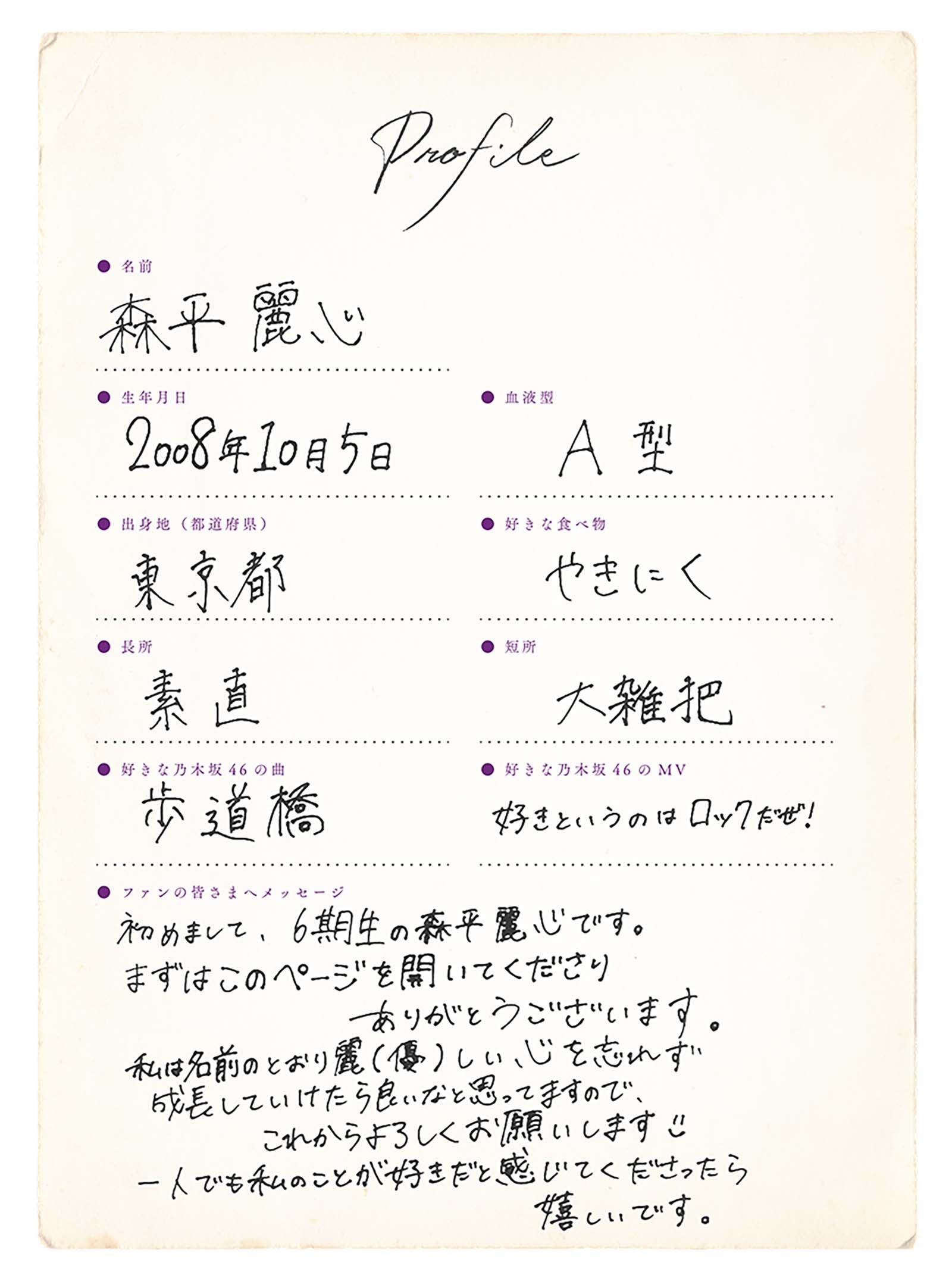 森平麗心プロフィール（提供写真）