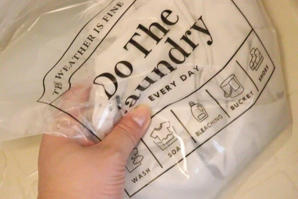 ダイソー　つけ置き洗いジッパーバッグ（ロゴ）　使用例　揉み洗い