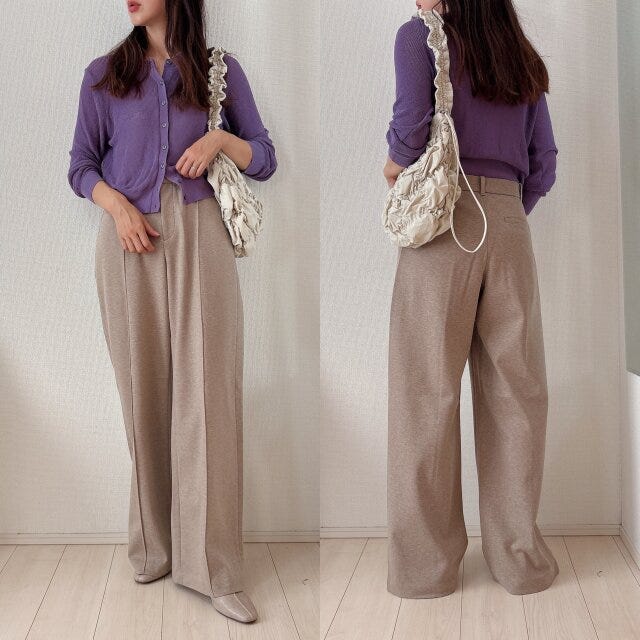 パープルのシアーカーデで今っぽく