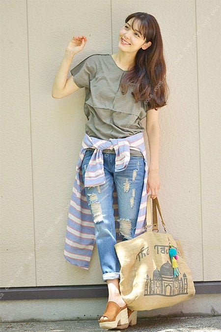 ダメージ加工ボーイフレンドデニムパンツ「coca」3,990円(税込)