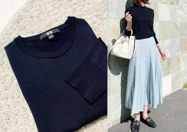 ユニクロ定番 黒ニット であか抜ける ワザありコーデ術 モデルプレス