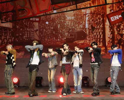 ENHYPEN、HYBEバン・シヒョク議長からの褒め言葉に歓喜 デビュー3年で感じたグループの変化と絆「目を見るだけでも…」<ENHYPEN 5th Mini Album「ORANGE BLOOD」メディアショーケース>