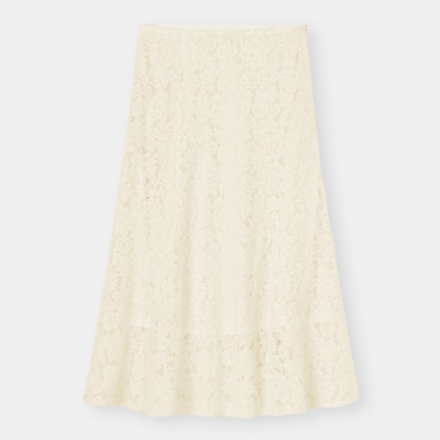 白のレース柄マーメイドスカート