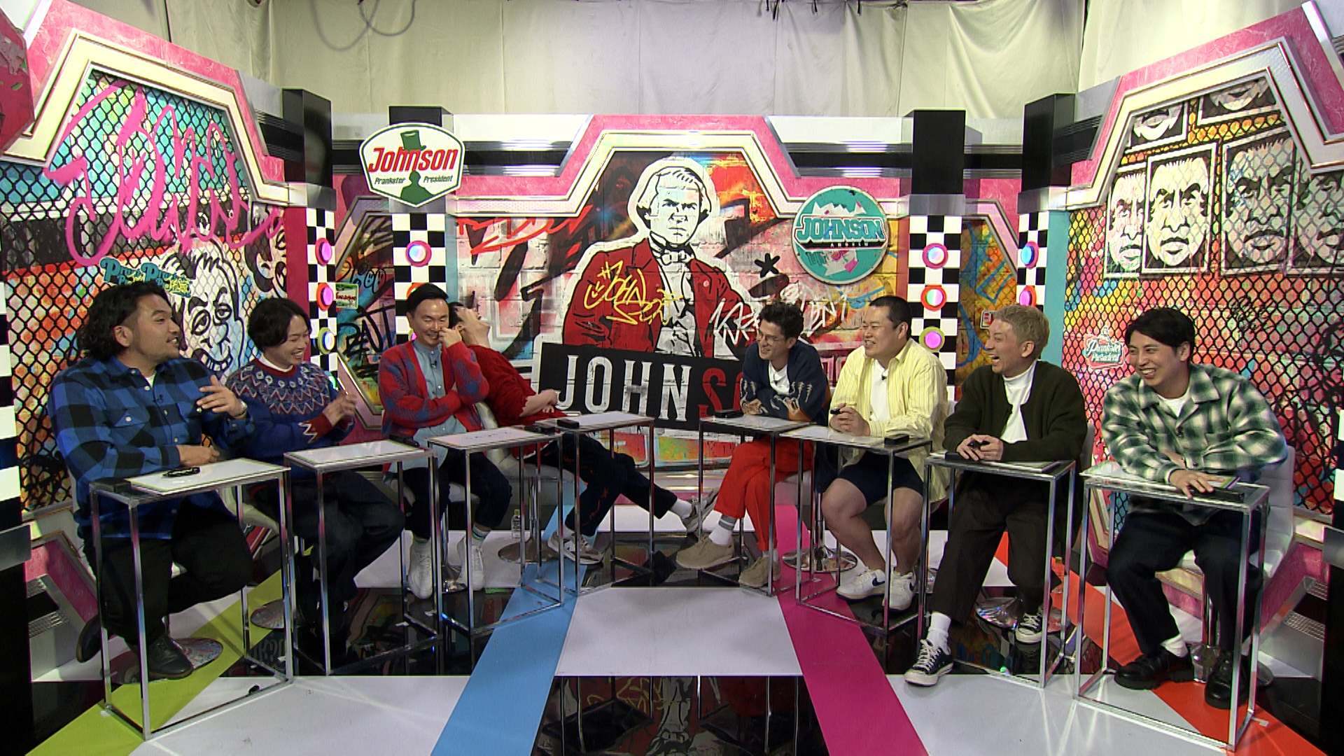 （左から）盛山晋太郎、リリー、山内健司、濱家隆一、芝大輔、ともしげ、嶋佐和也、屋敷裕政（C）TBS