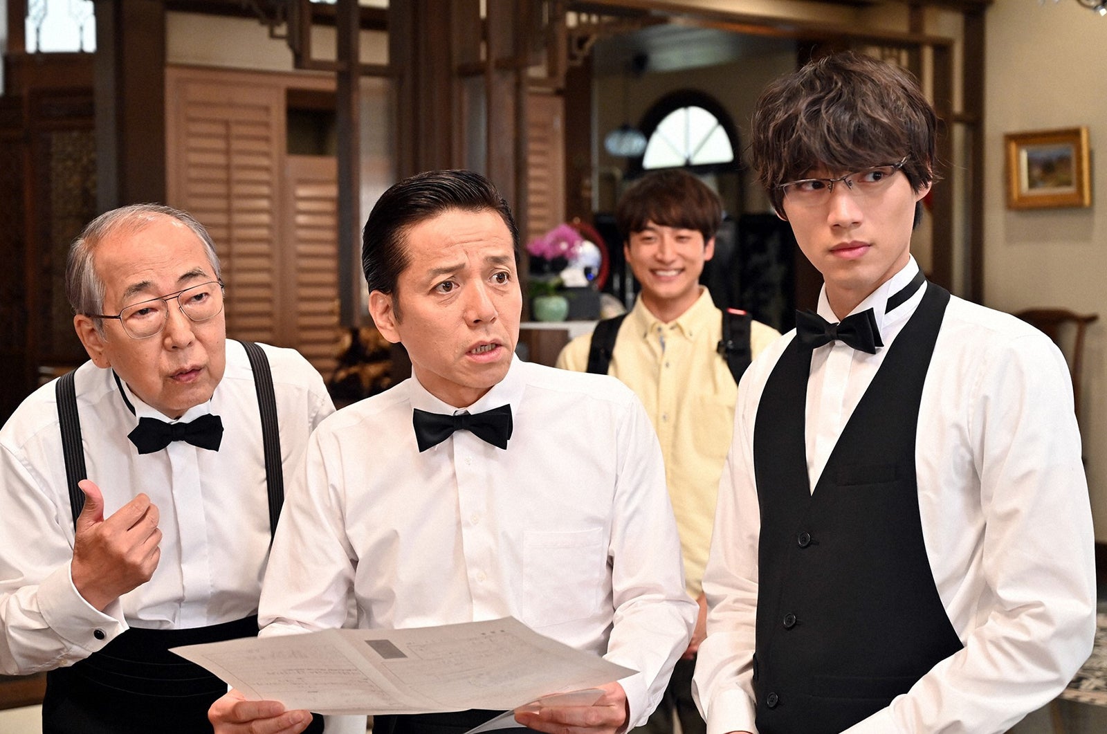 岸部一徳、勝村政信、小関裕太、福士蒼汰／「Heaven？～ご苦楽レストラン～」第5話より（C）TBS