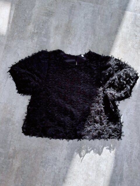 coca　リボンチュールブラウス　Black