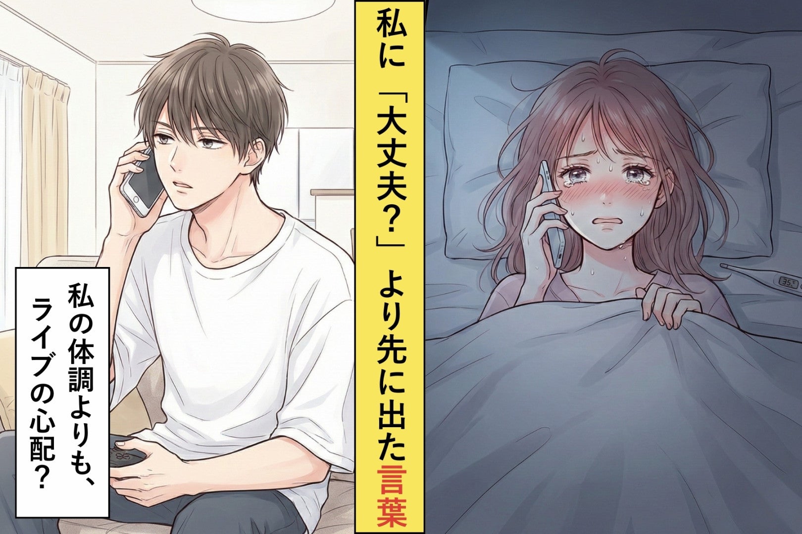 ３８度の熱で体調を崩した私。「大丈夫？」より先に出た彼の言葉→その一言で別れを決意した交際３年目の夜。