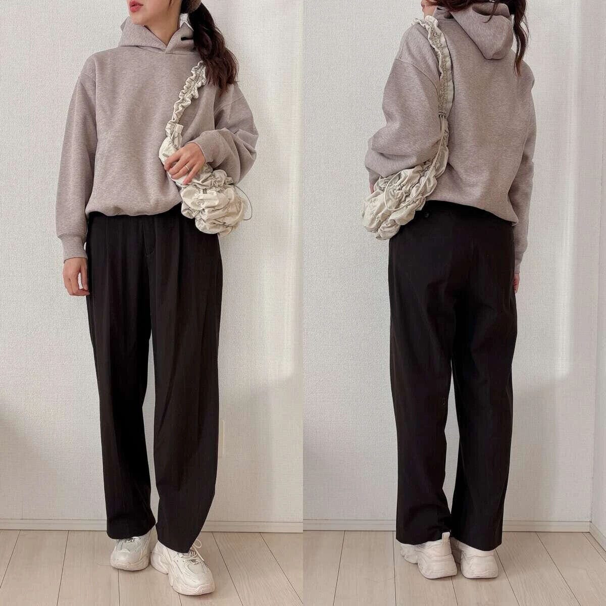 2026春ユニクロ大人女性おすすめスウェットオーバーサイズプルパーカワイドパンツコーデ