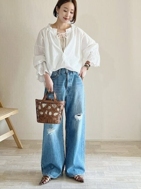 デニム　コーデ　夏