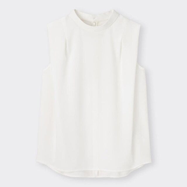 GU 白トップス 洗練アイテム GU 白トップス 洗練アイテム スタンドカラーブラウス